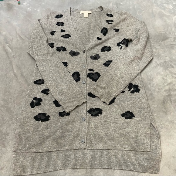 The cashmere project cashmere Gray Leopard Print Sweater 3204 - Picture 1 of 7